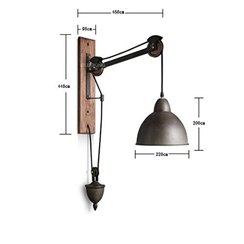 Yaione Americano Ajustable Retro Industria Lámpara de Pared Creativa Hierro Art Base de Madera Adecuado for Parque Corredor Plaza Patio Decoración Paisaje Luz Atractiva Nueva Aplique de Pared E27