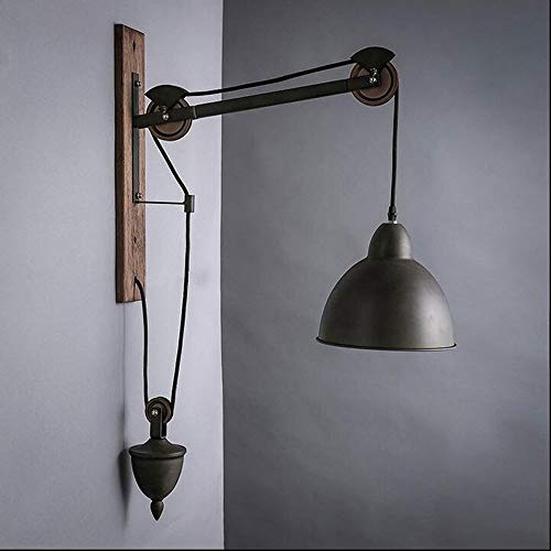 Yaione Americano Ajustable Retro Industria Lámpara de Pared Creativa Hierro Art Base de Madera Adecuado for Parque Corredor Plaza Patio Decoración Paisaje Luz Atractiva Nueva Aplique de Pared E27