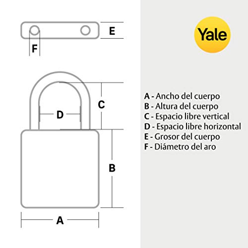 Yale YE1/25/113/1/B Candado de Seguridad de Arco Corto, 25 mm