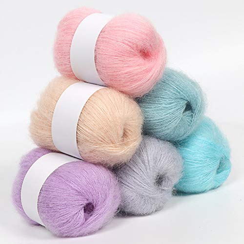 Yanhonin 25g Ovillo De Lana para Tejer De Cachemir, Suave Mohair, Lana para Ropa De Bebé, Bufandas, Sombreros, Ganchillo, Bricolaje, Bufanda, Kit De Ganchillos