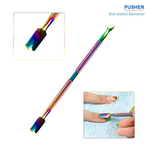 YANSHON Empujador Cuticulas Pinza Uñas Alicates, Levantador de Cutícula Removedor de Cutícula de Acero Inoxidable y Herramienta de Belleza Cortador para Uñas de Dedos de Manos y Pies (Camaleón)