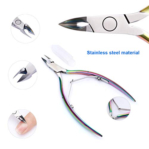 YANSHON Empujador Cuticulas Pinza Uñas Alicates, Levantador de Cutícula Removedor de Cutícula de Acero Inoxidable y Herramienta de Belleza Cortador para Uñas de Dedos de Manos y Pies (Camaleón)
