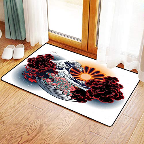 Yaoni Alfombrilla Antideslizante para el baño. Alfrombrillas, Decoración de Tatuajes, Brave Native American Warrior Chief of Tribe con,Alfombra Baño/Habitación Microfibra Antideslizante, 80x50 cm