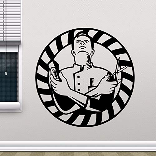 yaonuli Barber Shop Vinilos Decorativos Vinilo removible Vinilos Decorativos Decoración Barbería Decoración Peluquería Mural 63x75cm