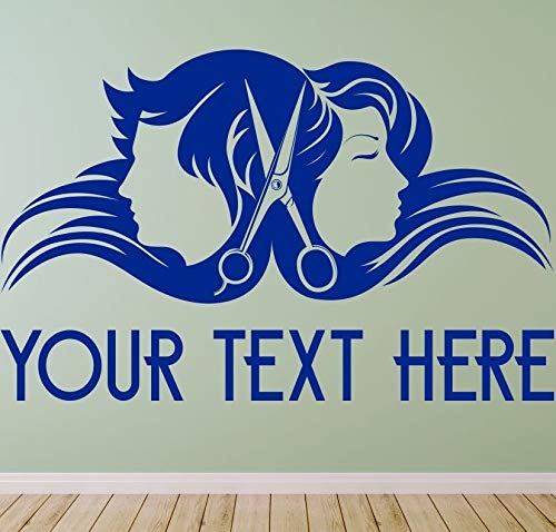 yaonuli Vinilos Decorativos para salón de Belleza barbería decoración de Pared Ventana peluquería decoración Personalizada con Texto Vinilo 63x48cm