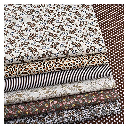 YDONGIIU Serie Floral marrón, algodón Liso Fina Tela, Remiendo Ropa for DIY de Coser, Cuartos gordos del Material, 50x50cm, 7pcs / Lote