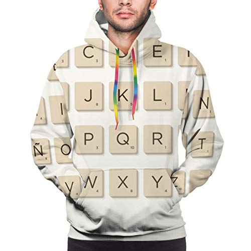 Ye Hua España. Diciembre Scrabble Letters Unisex Pullover Pareja Sudadera con Capucha Sudadera con Capucha Colorido L
