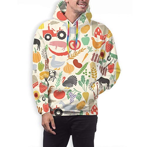 Ye Hua Granja, Molino de Viento, Tractor, Vaca Unisex Moda Impreso Sudaderas con Capucha Sudaderas con Capucha para Deporte y Fiesta XXL