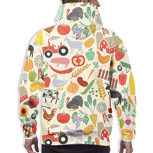 Ye Hua Granja, Molino de Viento, Tractor, Vaca Unisex Moda Impreso Sudaderas con Capucha Sudaderas con Capucha para Deporte y Fiesta XXL