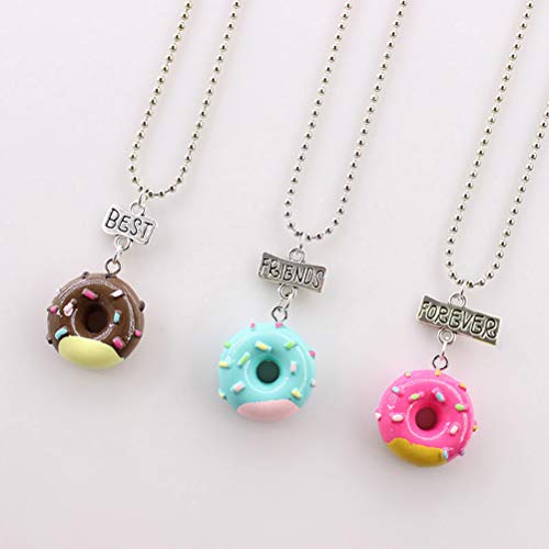 YeahiBaby 3 unids Donut Collar de la Amistad Collares Conjunto suéter Cadena Collar Regalo