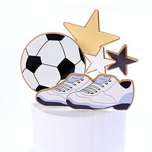 YGSAT 1 juego de decoración para tartas de fútbol con texto "Happy Birthday"