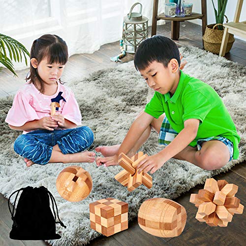 YGZN 9 Piezas Cubo Rompecabezas 3D de Madera del Enigma Juego Puzle - IQ Juguete Educativo - 3D Brain Teaser Puzzle de Madera - Juego Niños y Adolescentes (Wooden Puzzles 9Set)