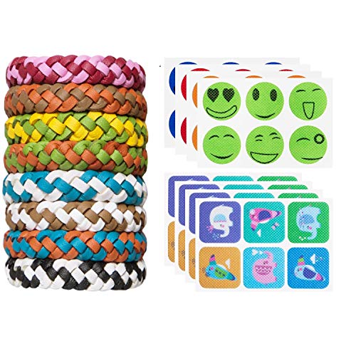 YHmall 48 Pulseras + 8 Pulsera Antimosquitos, Pulsera Mosquitos Niños Insectos Impermeable Adjustable con Sustancias Natural y No Tóxicas para Adultos y Niños