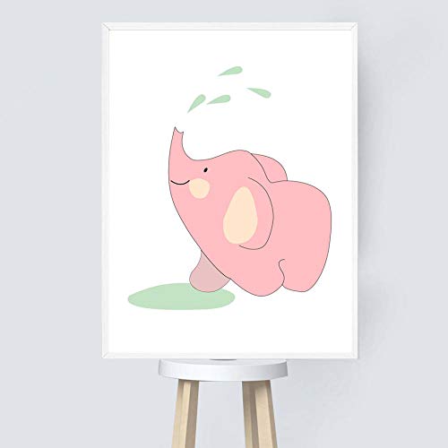 YHSM Pink Elephant Cartoon Cute Animal Wall Art Canvas Painting Nordic Posters and Prints Wall Pictures Baby Kids Room Decoración para el hogar 60X80cm Sin Marco 3 Piezas Set Descuento