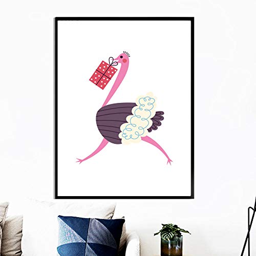 YHSM Zebra Ostrich Giraffe Nordic Poster and Prints Wall Art Canvas Painting Cuadros de Pared para niños Baby Boy Girl Room Decoración para el hogar 50X70cm Sin Marco 3 Piezas Set Descuento