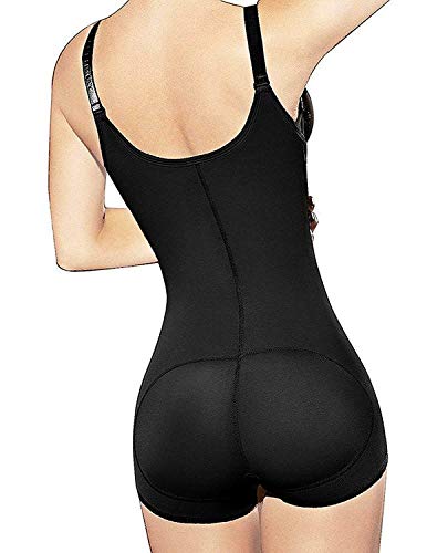 YIANNA Corsé para Mujer Figura con Gancho, Body Fija Moldeadora Posparto Cintura Agradable Shaping Bodysuits Sin Costuras, UK-YA7110-Black-XXL