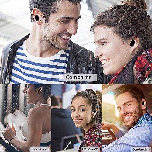 YiYunTE Mini Auriculares Bluetooth 5.0 Inalámbricos TWS Estéreo In Ear Auriculares Micrófono Manos Libres con Caja de Carga Portátil Deportivos Cascos para iPhone Samsung Huawei Android iOS