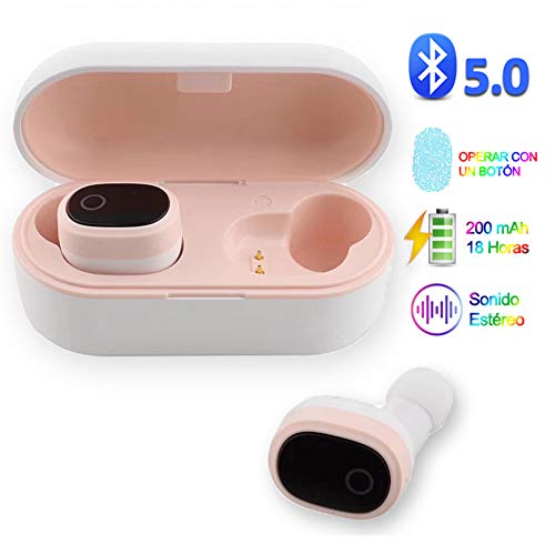 YiYunTE Mini Auriculares Bluetooth 5.0 Inalámbricos TWS Estéreo In Ear Auriculares Micrófono Manos Libres con Caja de Carga Portátil Deportivos Cascos para iPhone Samsung Huawei Android iOS
