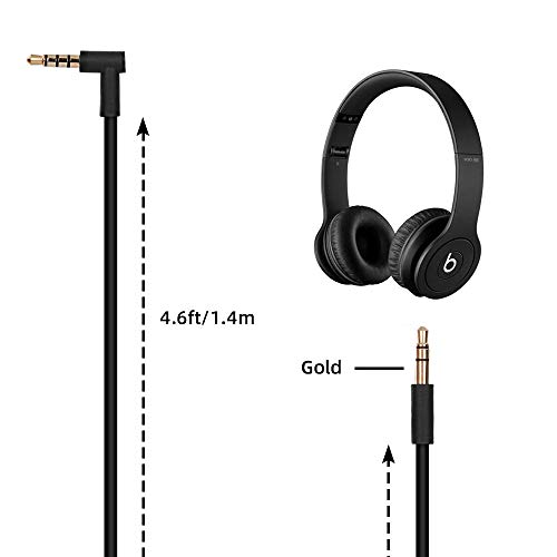 Yizhet Cable de Audio Beats Solo 2 Cable de Repuesto con con Micrófono Incorporado/Control de Volumen para Auriculares Beats by Dr. Dre Solo HD, Studio, Pro, Wireless, Mixr, Detox