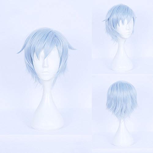 Yjdr 28cm Naruto Cosplay Peluca Corta de Teatro Versión Bo REN Chuan de Marzo Siyue Hielo Azul/Carácter Juego de Vestir Personalizada Traje Negro Marrón