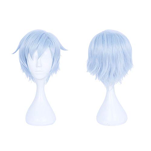 Yjdr 28cm Naruto Cosplay Peluca Corta de Teatro Versión Bo REN Chuan de Marzo Siyue Hielo Azul/Carácter Juego de Vestir Personalizada Traje Negro Marrón