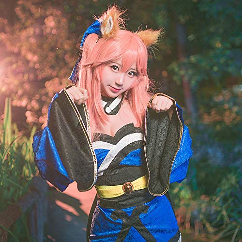 Yjdr Cosplay Peluca de Las señoras de la Personalidad Sino/GrandOrder Tamamo COS Peluca pequeña Boca del Tigre Clip Naranja Rosa / 60cm