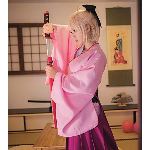 Yjdr Gran Orden/Cosplay Peluca Okita Sōji FGO Sakura Sabre 30cm Desnuda Rosa