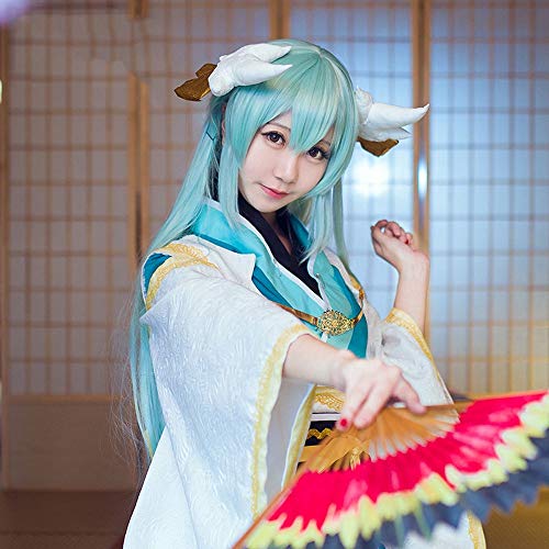 Yjdr Qing Ji Peluca de Fate/Gran Orden Un Descanso de Dos Vacaciones de Cosplay 110 cm/Vestido de Verde la luz hasta Ropa Personalizada