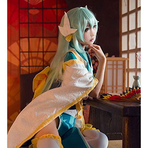Yjdr Qing Ji Peluca de Fate/Gran Orden Un Descanso de Dos Vacaciones de Cosplay 110 cm/Vestido de Verde la luz hasta Ropa Personalizada