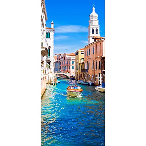 YJZ Pegatinas Puertas Decorativas Canal De Venecia Armario Impermeable De Renovación De Puerta De Pared Autoadhesivo Removible Vinilo Wallpaper De Para Dormitorios Salón Oficina