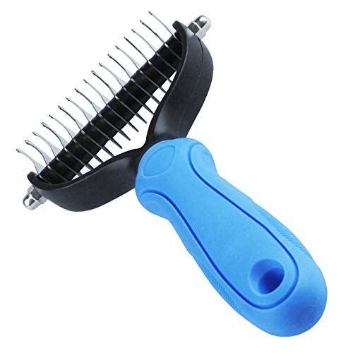 YLCWZD Mascotas Peine Pelo2 Tamaño Cat Dog Comb Pet Remover El Cepillo del Pelo Desenredante Recorte De Pieles Desmatificación Deshedding Herramienta De Aseo para El Pelo Largo Y Rizado Pet, Azul, S