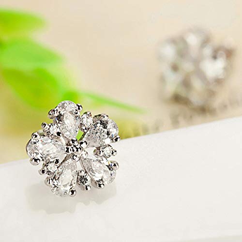 YLHJM Pendientes de Flores Pendientes de botón de Piedra Pura de Calidad de Flor de Mayo Color Oro Blanco Tamaño pequeño Lindo