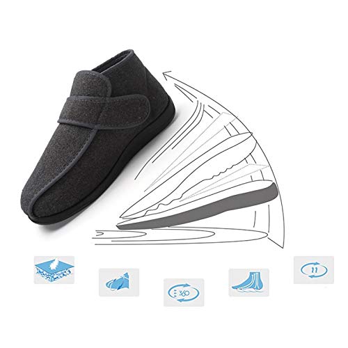 YLME Zapatos Cuidado Invierno, Zapatos Sanos, Zapatos Senderismo, Media-Alta, Ampliando Fußschuhe Diabética, Deformidad Pulgar En Valgo, Pies Ancho Grasa, Mullpflasterfüße,Negro,46 EU