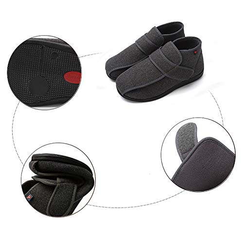 YLME Zapatos Cuidado Invierno, Zapatos Sanos, Zapatos Senderismo, Media-Alta, Ampliando Fußschuhe Diabética, Deformidad Pulgar En Valgo, Pies Ancho Grasa, Mullpflasterfüße,Negro,46 EU