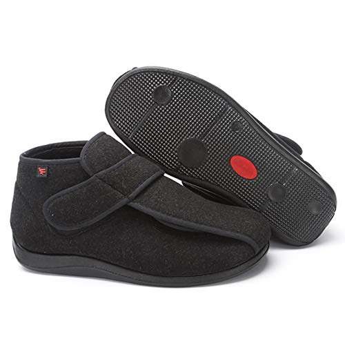 YLME Zapatos Cuidado Invierno, Zapatos Sanos, Zapatos Senderismo, Media-Alta, Ampliando Fußschuhe Diabética, Deformidad Pulgar En Valgo, Pies Ancho Grasa, Mullpflasterfüße,Negro,46 EU