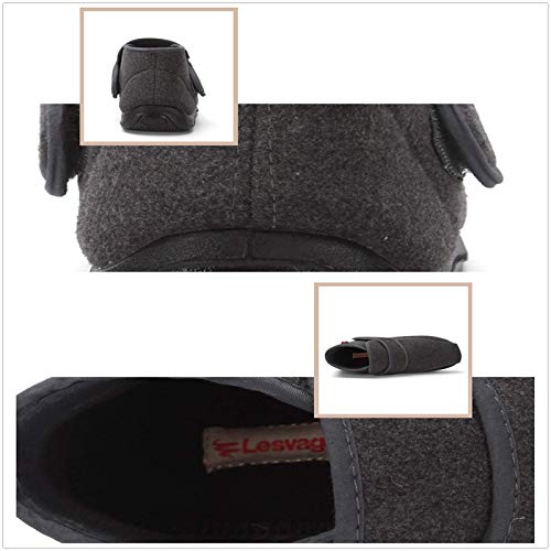 YLME Zapatos Cuidado Invierno, Zapatos Sanos, Zapatos Senderismo, Media-Alta, Ampliando Fußschuhe Diabética, Deformidad Pulgar En Valgo, Pies Ancho Grasa, Mullpflasterfüße,Negro,46 EU