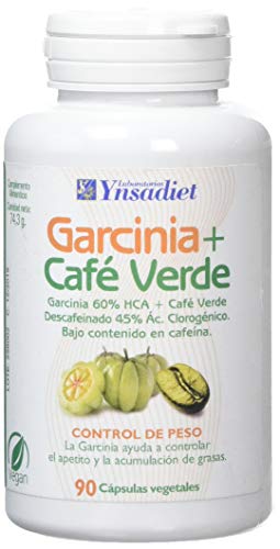 Ynsadiet Garcinia Cambogia Con Extracto de Café Verde Sin Cafeina, Complemento Para la Dieta, Complemento alimenticio Natural, Control de Peso, Perdida de Peso, 90 Cápsulas