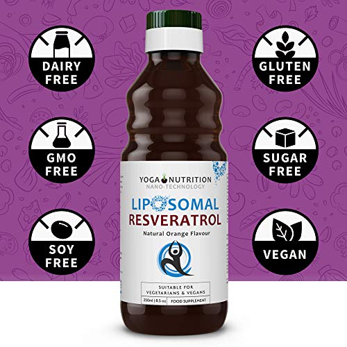 Yoga Nutrition Resveratrol Liposomal 250 ml, Gotas Antioxidante Beneficios Cardiosaludables y Anti Envejecimiento, Vitaminas para la Piel en Líquido.