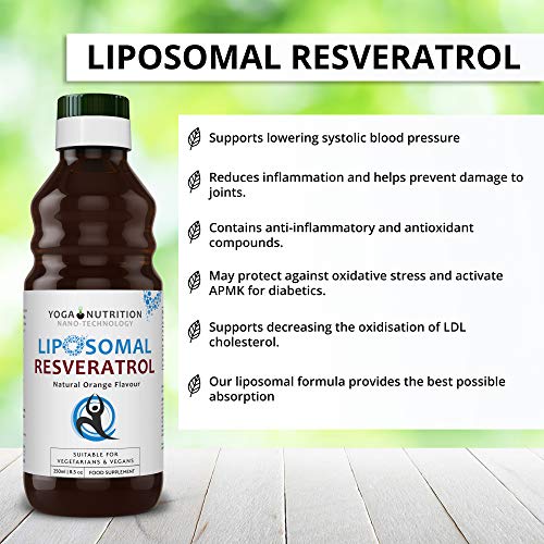 Yoga Nutrition Resveratrol Liposomal 250 ml, Gotas Antioxidante Beneficios Cardiosaludables y Anti Envejecimiento, Vitaminas para la Piel en Líquido.