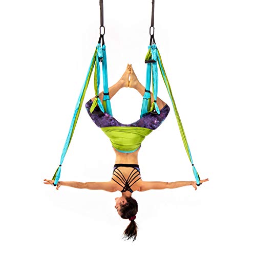YOGABODY Yoga Trapeze (Oficial) con DVD, Color Azul/Turquesa - Yoga Aéreo