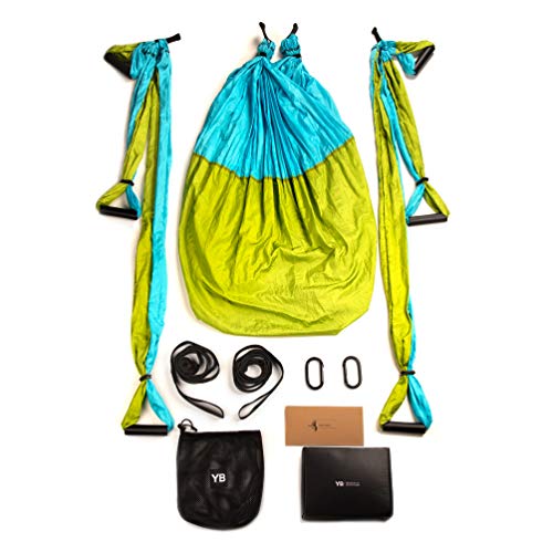 YOGABODY Yoga Trapeze (Oficial) con DVD, Color Azul/Turquesa - Yoga Aéreo