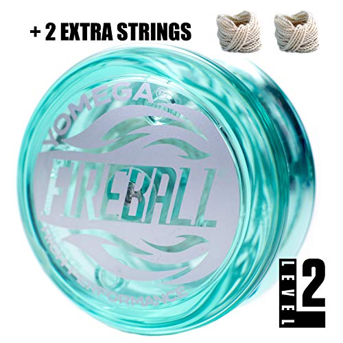 Yomega Fireball - Yoyó transeje de Respuesta Profesional, Ideal para niños y Principiantes Que Quieren Hacer Trucos como los Profesionales + 2 cueras Extra (Verde)
