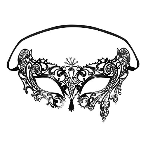 Yongbest Máscara de Encaje,2 Piezas Mascara Sexy Mujer Veneciano Máscara para Hombres Mujeres Chirismas Fiesta de Halloween Disfraz de Disfraces Negro