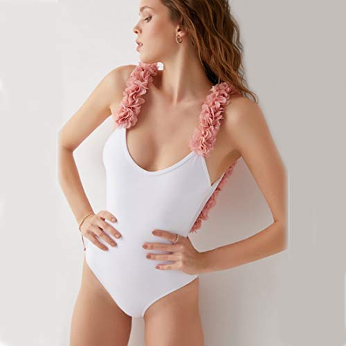 YONKINY Traje de Baño Mama E Hija Verano Bikini de Playa Cintura Alta Bañador Una Pieza Ropa de La Familia (Blanco para Adultos, S)