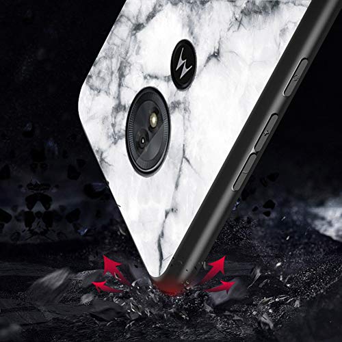 Yoota Funda Motorola Moto G6 Play, Trasera de Cristal Templado Anti-rasguños [Textura mármol] Tapa Borde de Silicona Suave Cáscara Protectora para Motorola Moto G6 Play - Sangre Roja