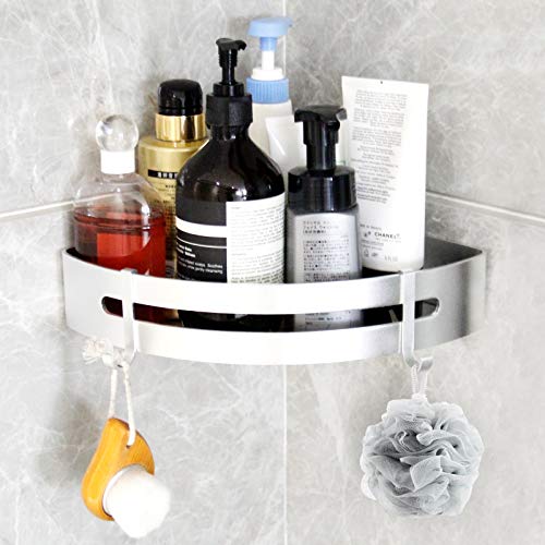 Yorbay Estantería de Esquina para Baño Ducha, Autoadhesivo, Aluminio, Acabado Mate, Estante triangular de baño,Estantes 3 Piezas Plata,Instalación sin taladro, sin daños reutilizable