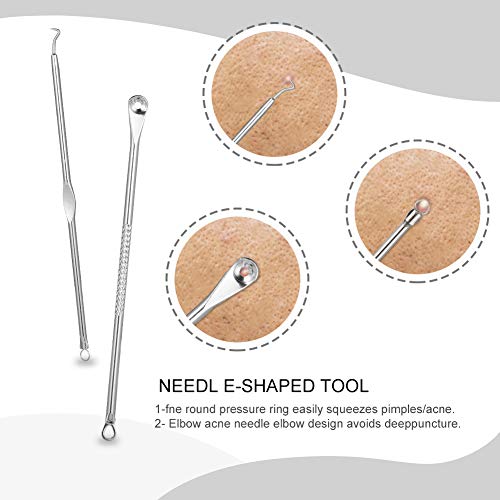Yorgewd - Juego de 8 herramientas para extraer puntos negros, comedones, acné, espinillas, granos, en frente, nariz y resto de la cara, acero inoxidable