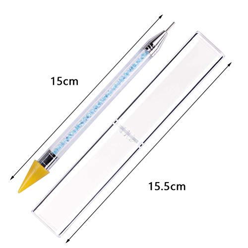 YOTINO 3Pcs Pinceles Uñas Decoracion, 3 Colores Pluma Uñas Strass de Silicona-Blanco, Azul y Rojo, Pincel Uñas Nail Art