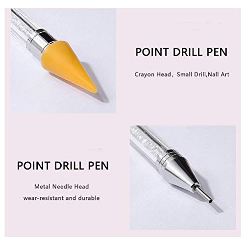 YOTINO 3Pcs Pinceles Uñas Decoracion, 3 Colores Pluma Uñas Strass de Silicona-Blanco, Azul y Rojo, Pincel Uñas Nail Art