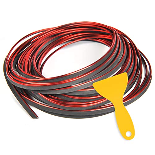 YOTINO Moldura Interior del Coche Tiras Líneas de Molduras Hay una Herramienta de Instalación Práctica y Flexible para Decoración Interior Coches, Tiras de Ajuste de Universal (10m Rojo)